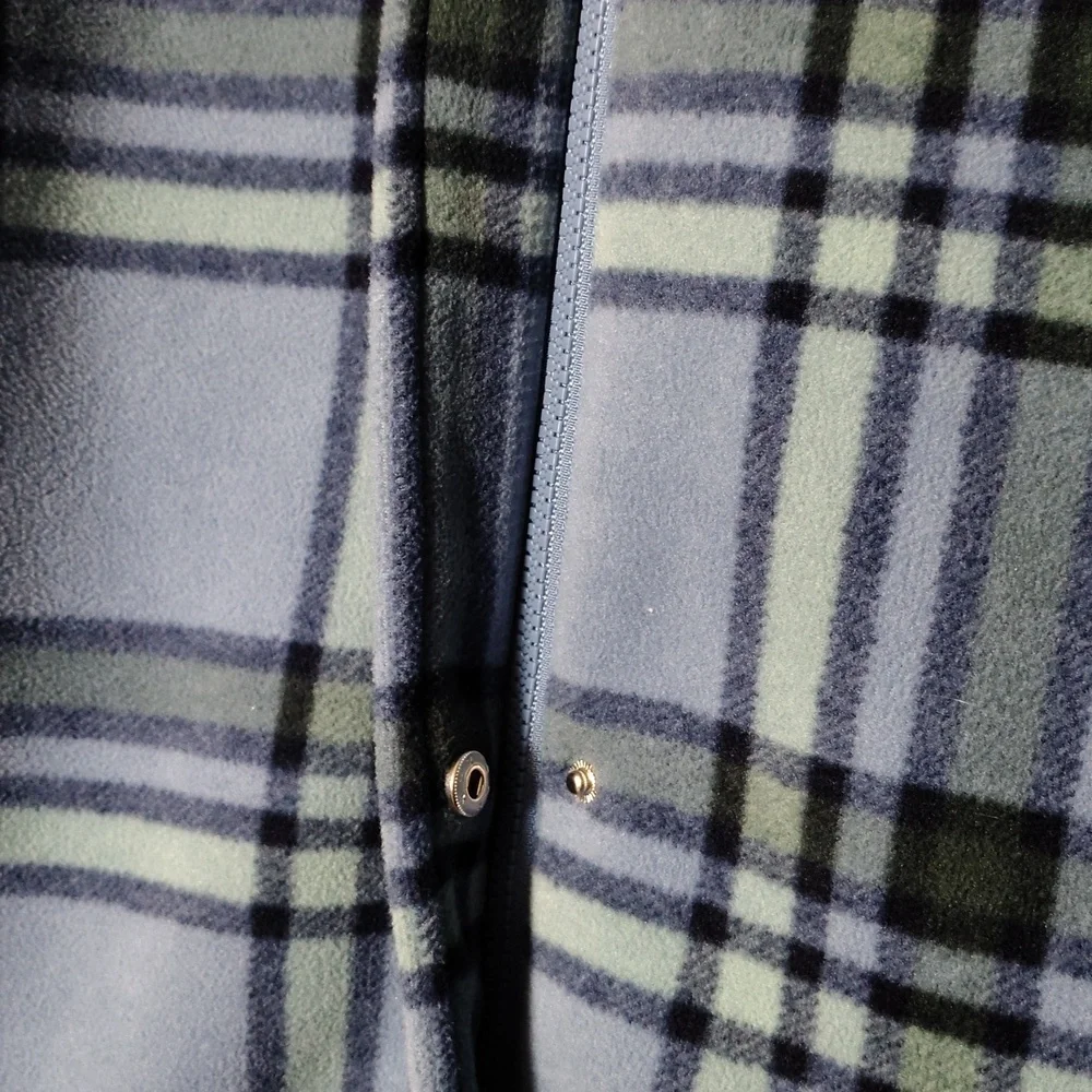 D & Co Blue Plaid, Hooded, Full Zip/Button, Fleece, Lined Jacket Size  M - Picture 7 of 9